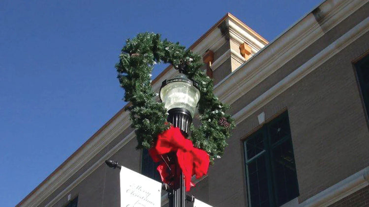 Pole Mounted Christmas Wreaths