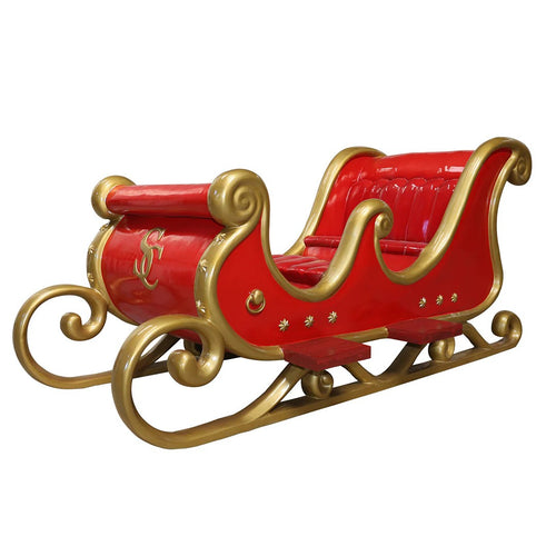 4' Red and Gold 4 Seater Santa Sleigh Fiberglass Christmas Decoration