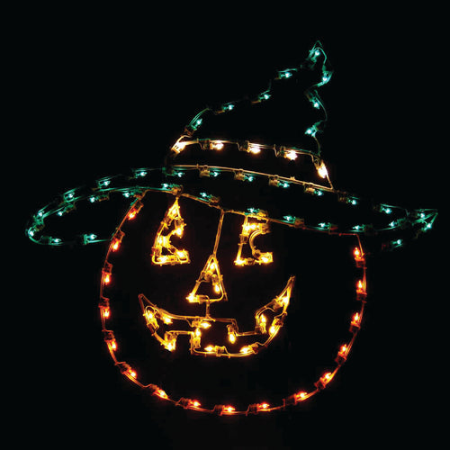 4' Jack-O-Lantern with Hat Pole Mount Halloween Light Display