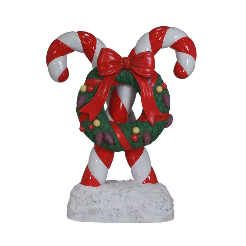 Load image into Gallery viewer, 6&#39; Candy Cane with Wreath Fiberglass Christmas Decoration
