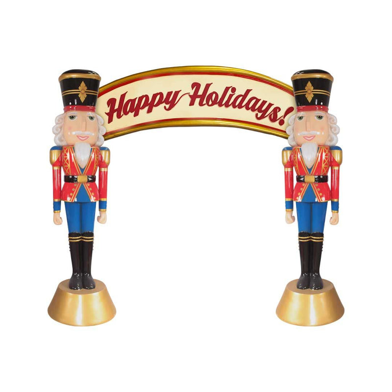 Load image into Gallery viewer, 9&#39; American Christmas Nutcracker Archway Fiberglass Christmas Decoration (Red and Blue)
