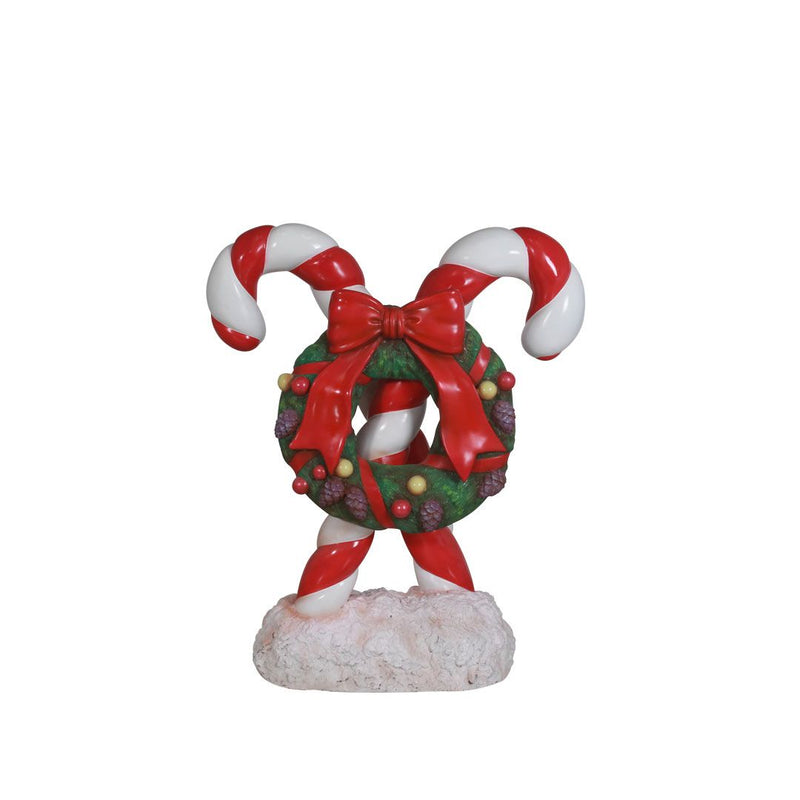 Load image into Gallery viewer, 3&#39; Candy Cane with Wreath Fiberglass Christmas Decoration
