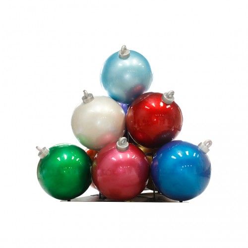 Load image into Gallery viewer, 9&#39; Multi-Color Christmas Ornament Ball Stack Fiberglass Christmas Decoration
