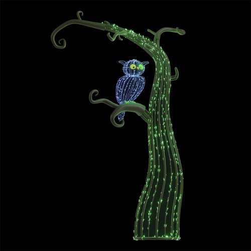 3' Owl in a Tree Halloween Light Display