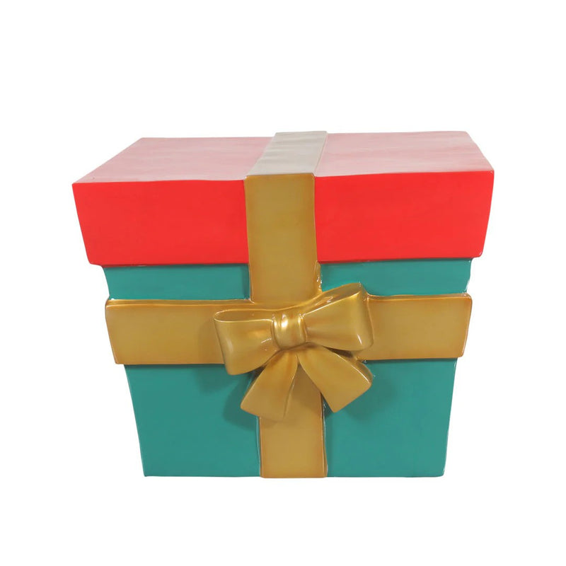 Load image into Gallery viewer, 24&quot; Christmas Parcel Box with Gold Bow Fiberglass Christmas Decoration
