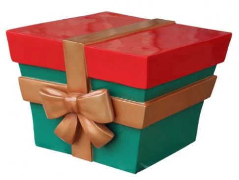 Load image into Gallery viewer, 16&quot; Christmas Parcel Box with Gold Bow Fiberglass Christmas Decoration
