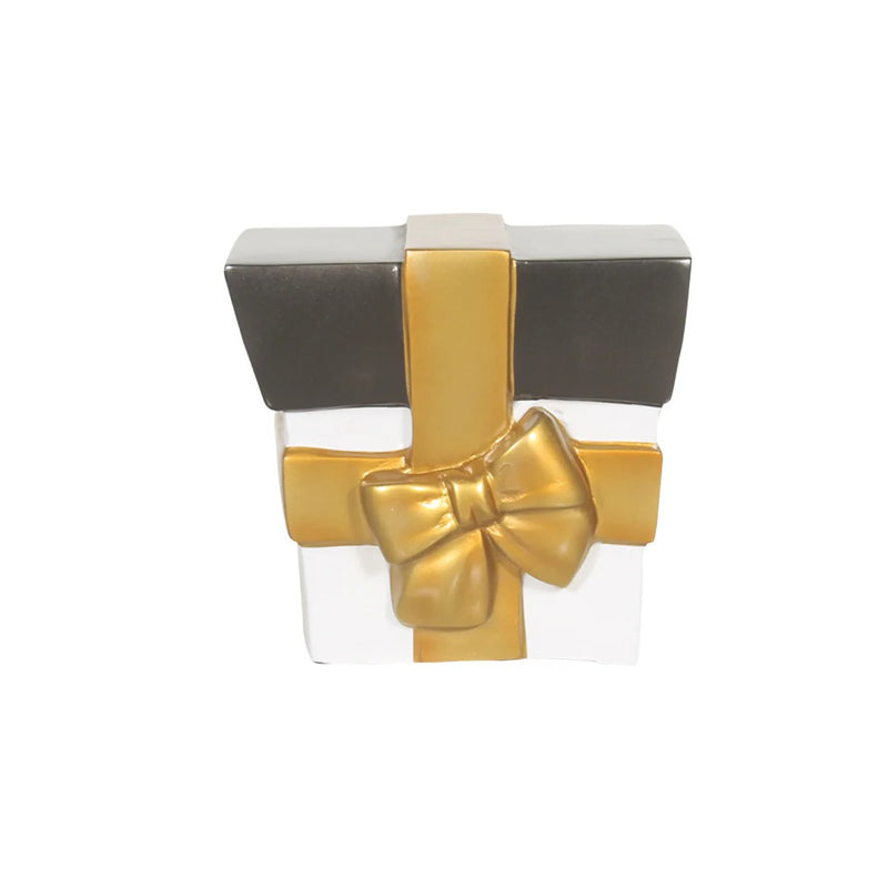 Load image into Gallery viewer, 12&quot; Christmas Parcel Box with Gold Bow Fiberglass Christmas Decoration
