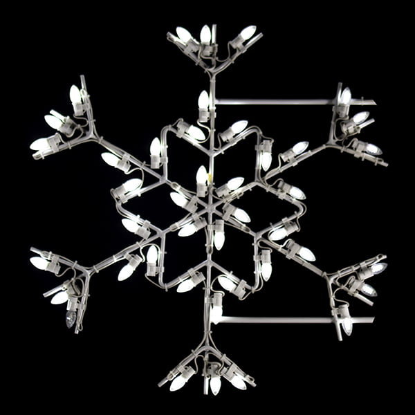 Load image into Gallery viewer, 2.5 Foot - Star Snowflake Pole Mounted Christmas Decoration - White Line
