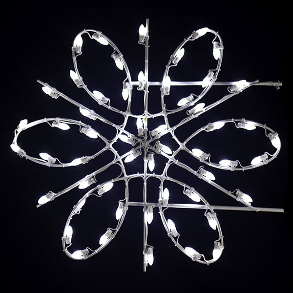 Load image into Gallery viewer, 3 Foot - Single Spiral Snowflake Pole Mounted Christmas Decoration - White Line
