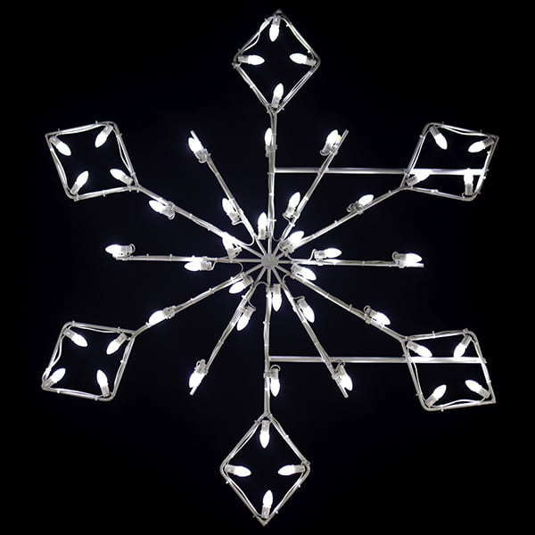 Load image into Gallery viewer, 4 Foot - Diamond Snowflake Pole Mounted Christmas Decoration - White Line
