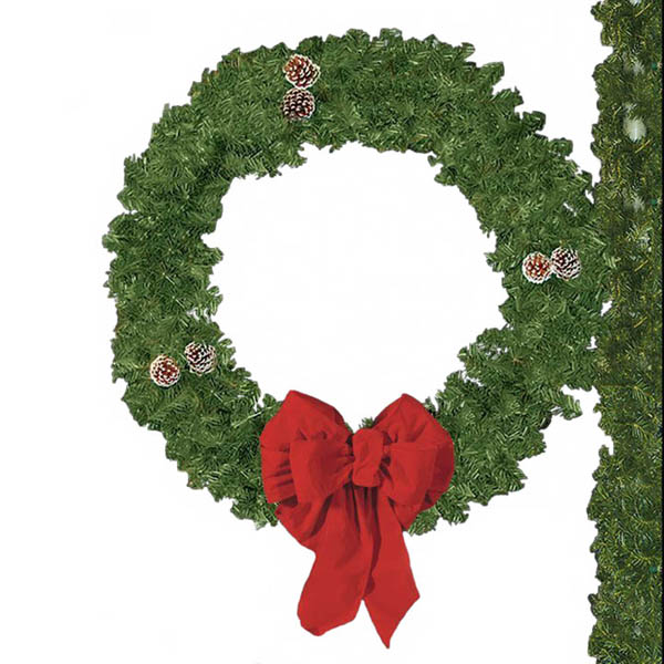 Load image into Gallery viewer, 50 Inch Pole Mounted Christmas Wreath w/ Bow - Unlit
