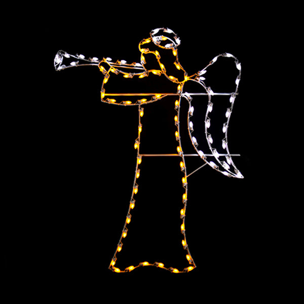 Load image into Gallery viewer, 4&#39; Angel Silhouette Pole Mount Christmas Light Display
