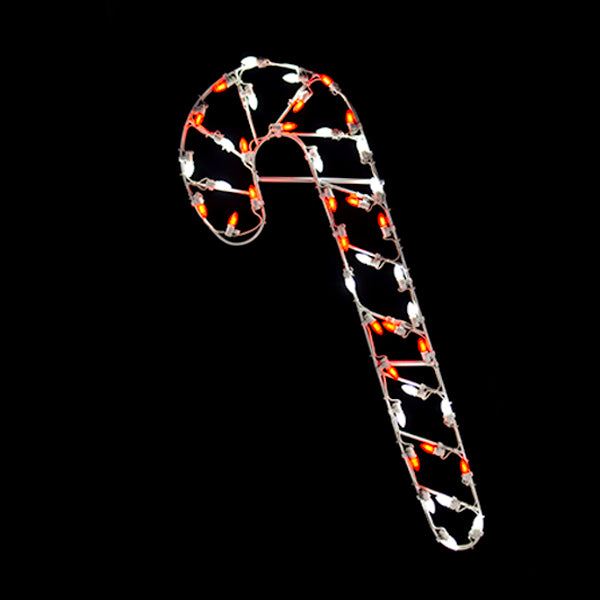 Load image into Gallery viewer, 4&#39; Candy Cane Swirl Silhouette Pole Mount Christmas Light Display
