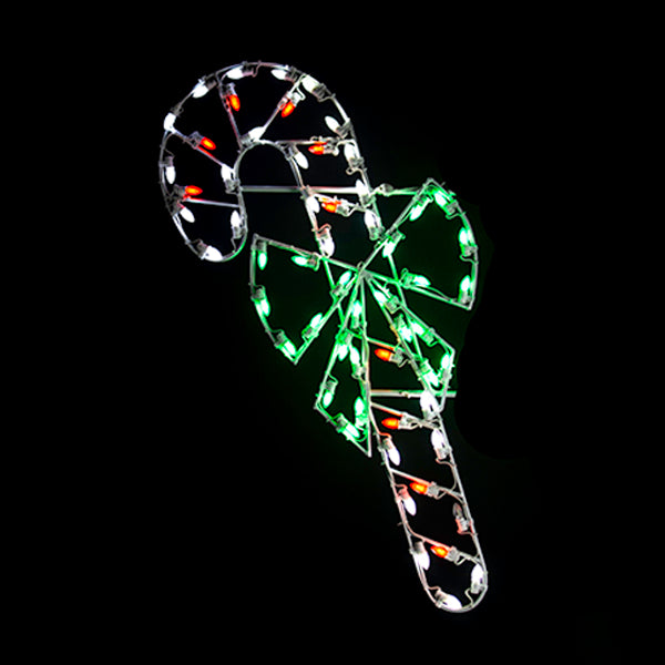 Load image into Gallery viewer, 4&#39; Candy Cane with Bow Silhouette Pole Mount Christmas Light Display
