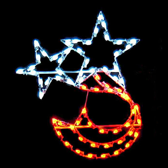 4' Double Star Silhouette Pole Mount Christmas Light Display