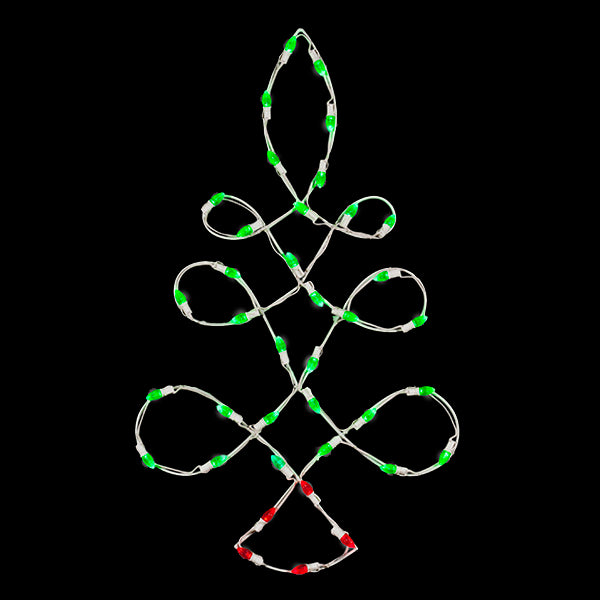 Load image into Gallery viewer, 3&#39; Loop Tree Silhouette Pole Mount Christmas Light Display
