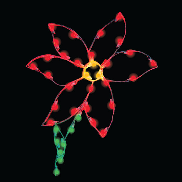 Load image into Gallery viewer, 4&#39; Poinsettia Silhouette Pole Mount Christmas Light Display
