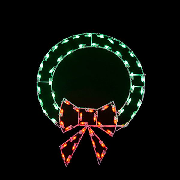 Load image into Gallery viewer, 4&#39; Wreath with Bow Silhouette Pole Mount Christmas Light Display
