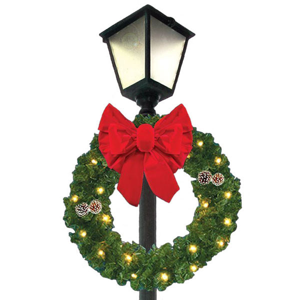 Load image into Gallery viewer, 40&quot; Center Mounted Christmas Wreath with Bow - Lit &amp; Unlit
