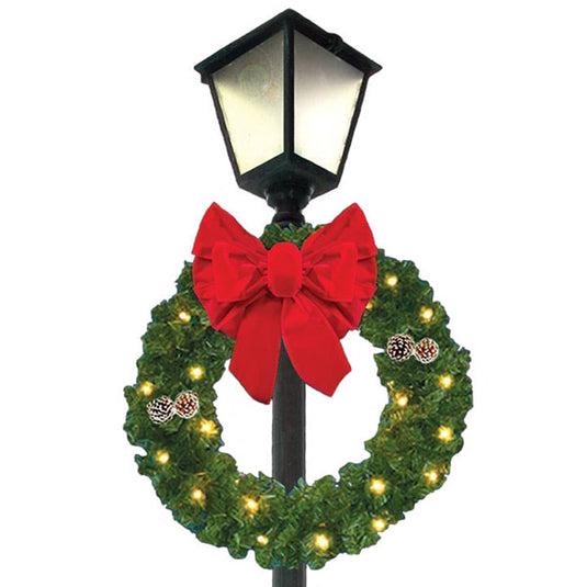 40" Center Mounted Christmas Wreath with Bow - Lit & Unlit