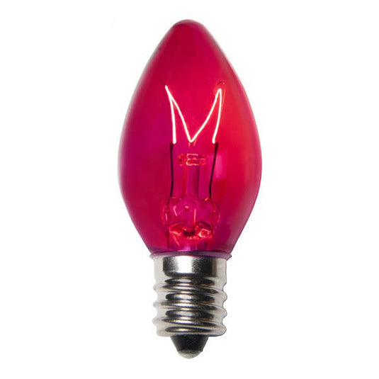 Transparent Pink C7 Incandescent Christmas Light Bulbs